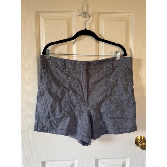 Ann Taylor Womens Shorts Size 14 Blue Linen Cotton Blend Casual‎ Summer - Picture 2 of 9